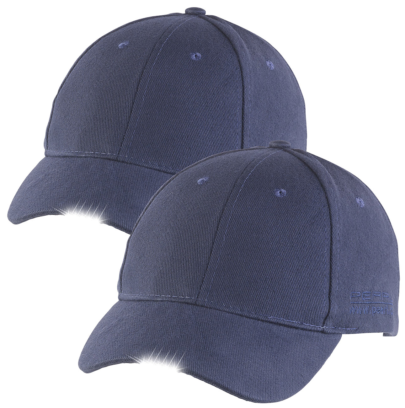 PEARL Base-Cap: 2er-Set LED-Schirmmütze mit 5 Highpower-LEDs (Schirm-Mütze, Cap Lampe)