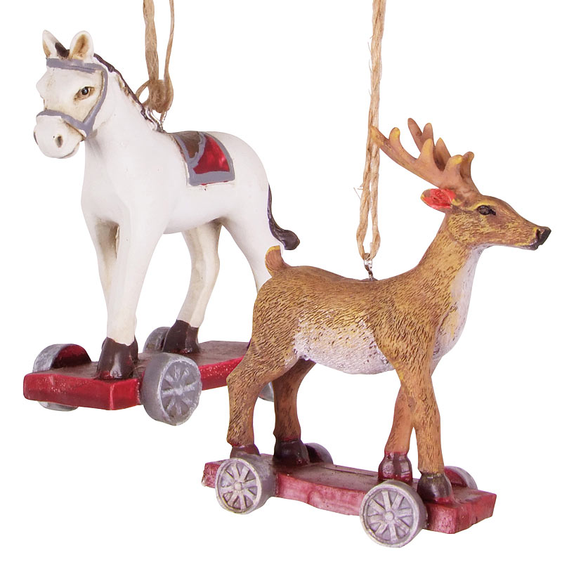 Weihnachtsbaumanhänger Hirsch & Pferd, 2er-Set