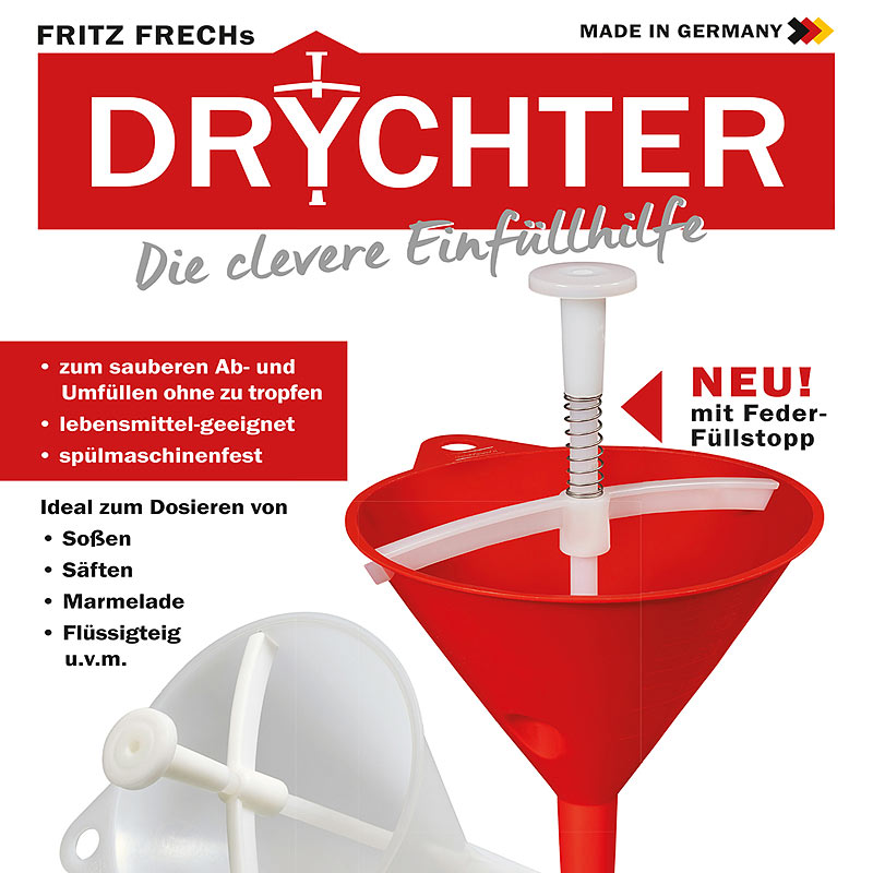 Trichter / DRYCHTER 2.0 mit Dosier Feder, 400ml, rot