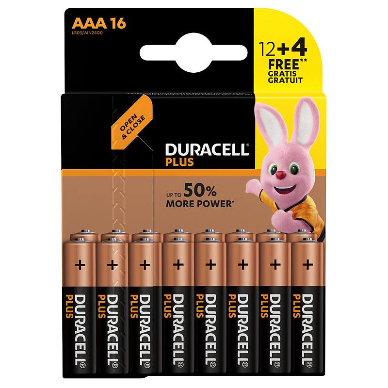 Batterien Micro AAA Plus Power Vorteils-Set 12 + 4 Stück gratis
