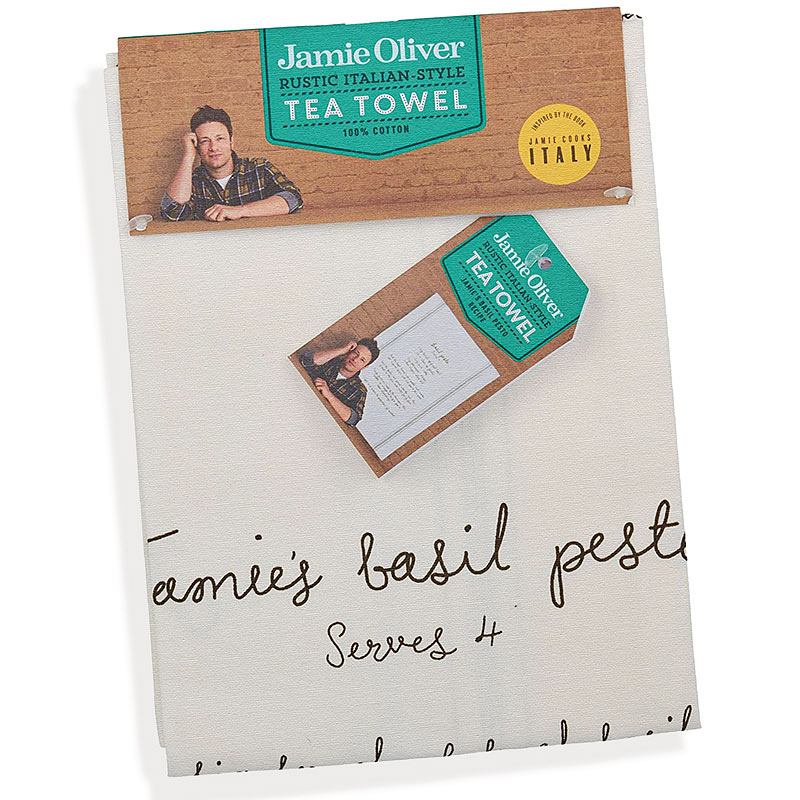 2in1 Designer-Geschirrtuch mit Rezept - Jamie Oliver, Basilikum-Pesto