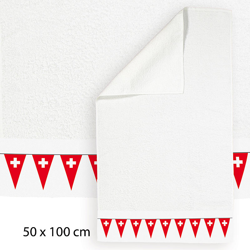 Designer-Handtuch mit Fähnchen-Girlande, 50x100cm, aus Baumwolle