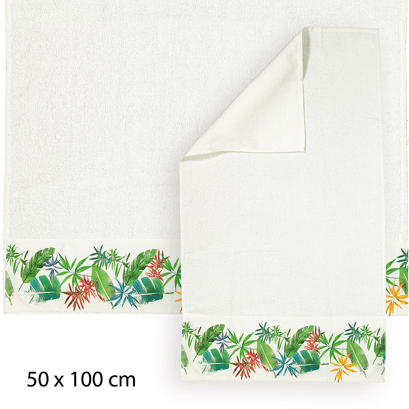 Designer-Handtuch Blättertanz, 50x100cm, aus Baumwoll-Frottee