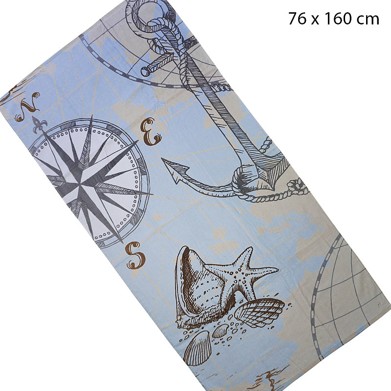 Strandbadetuch mit Anker-Print, 100% Baumwolle, 86x160 cm