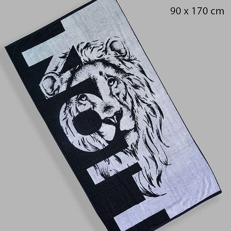 Jacquard-Strandbadetuch mit Löwen-Print, 100% Baumwolle, 90x170cm