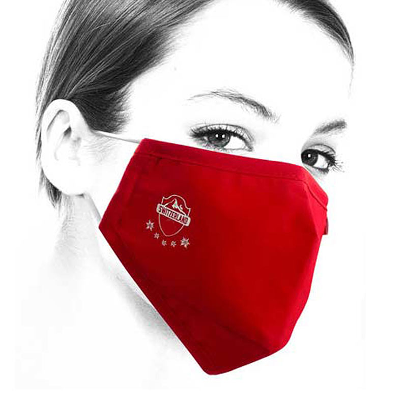 Mund- und Nasenschutz-Stoff-Maske, waschbar, 100% Baumwolle, rot