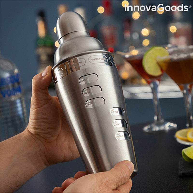 Cocktailshaker-Set mit Rezeptauswahl, 9 x 24 x 9 cm