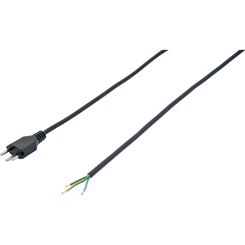 Netzkabel Stromanschlusskabel GD 3x 1mm schwarz 3 Meter Swiss T12