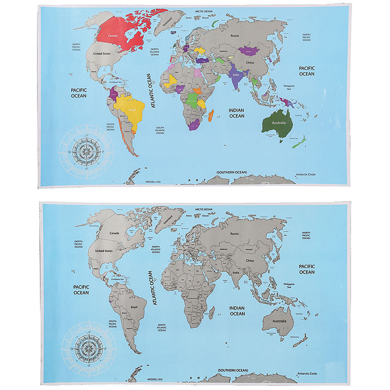 Rubbel-Weltkarte - Scratch-Map - Weltkarte zum Rubbeln