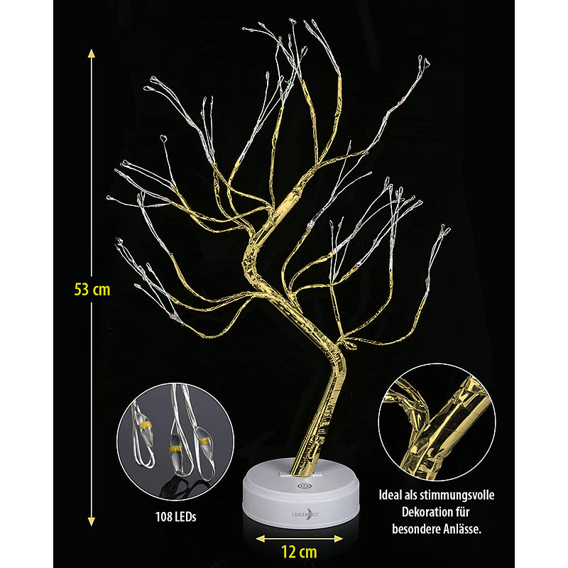 Lunartec LED-Lichterbaum, 108 LEDs, USB oder Batterie, 53 cm