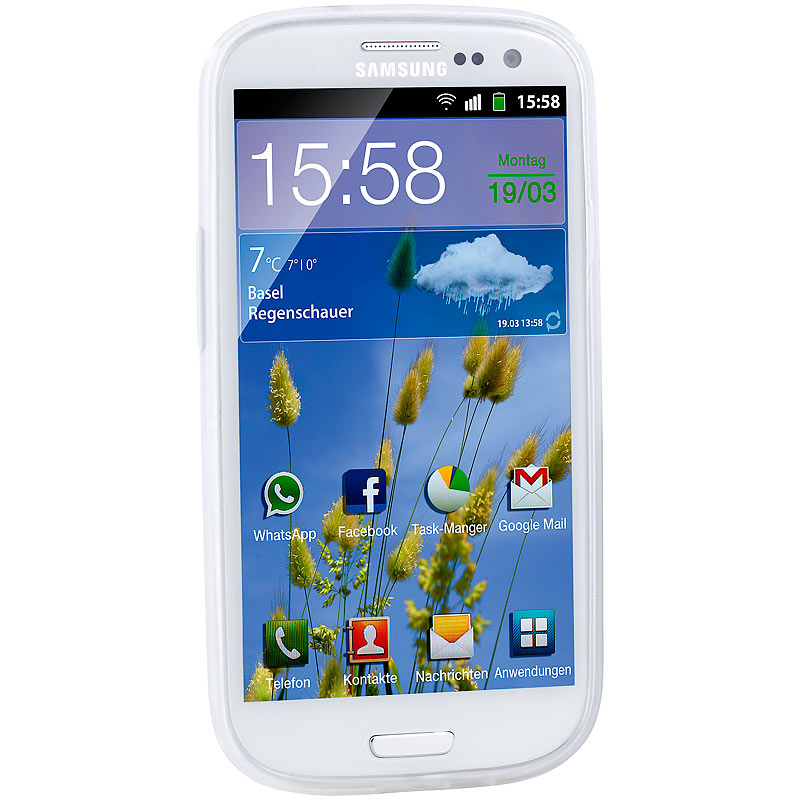 Silikon-Schutzhülle für Samsung Galaxy S3, weiß/transparent