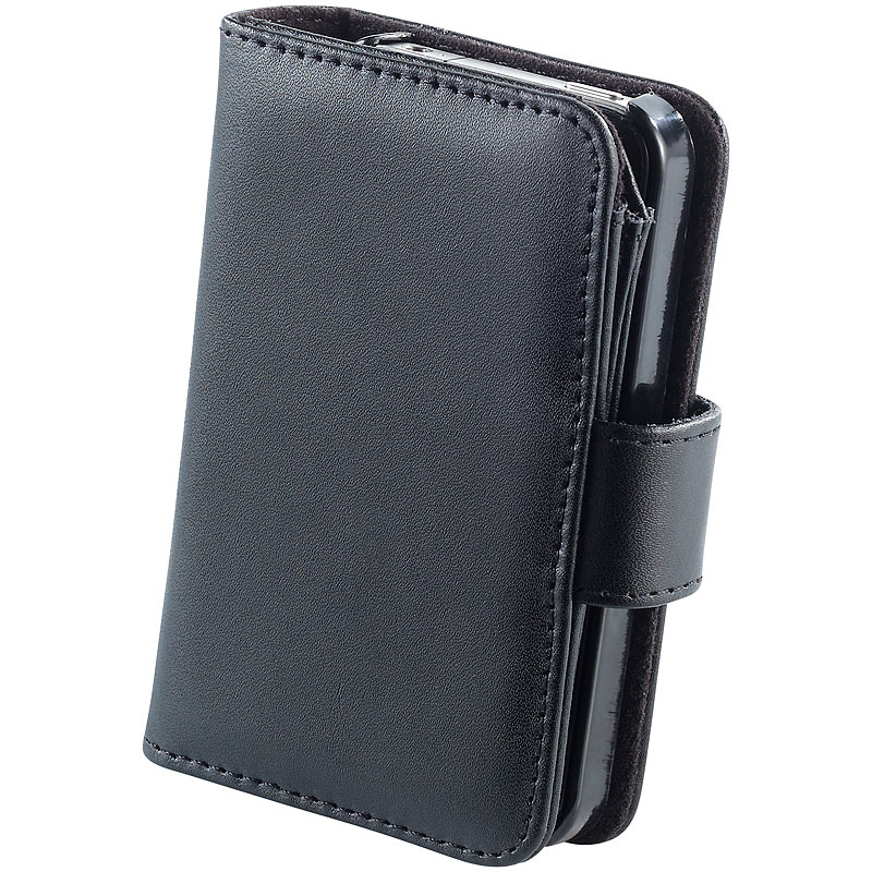 Schutztasche m. Geldschein- & EC-Kartenfach für iPhone 4/4s, schwarz