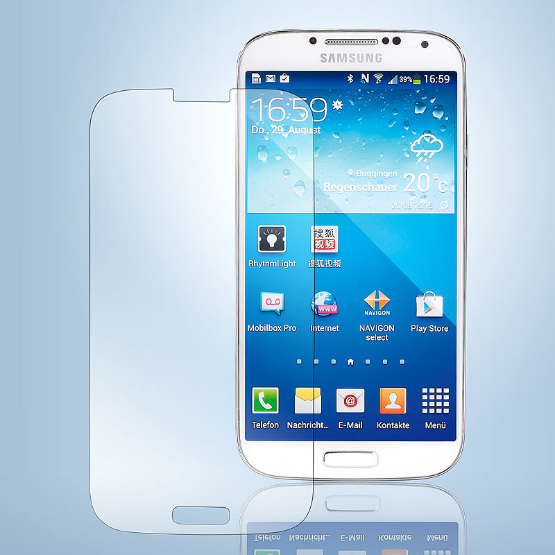 Displayschutz für Samsung Galaxy S4 gehärtetes Echtglas, 9H