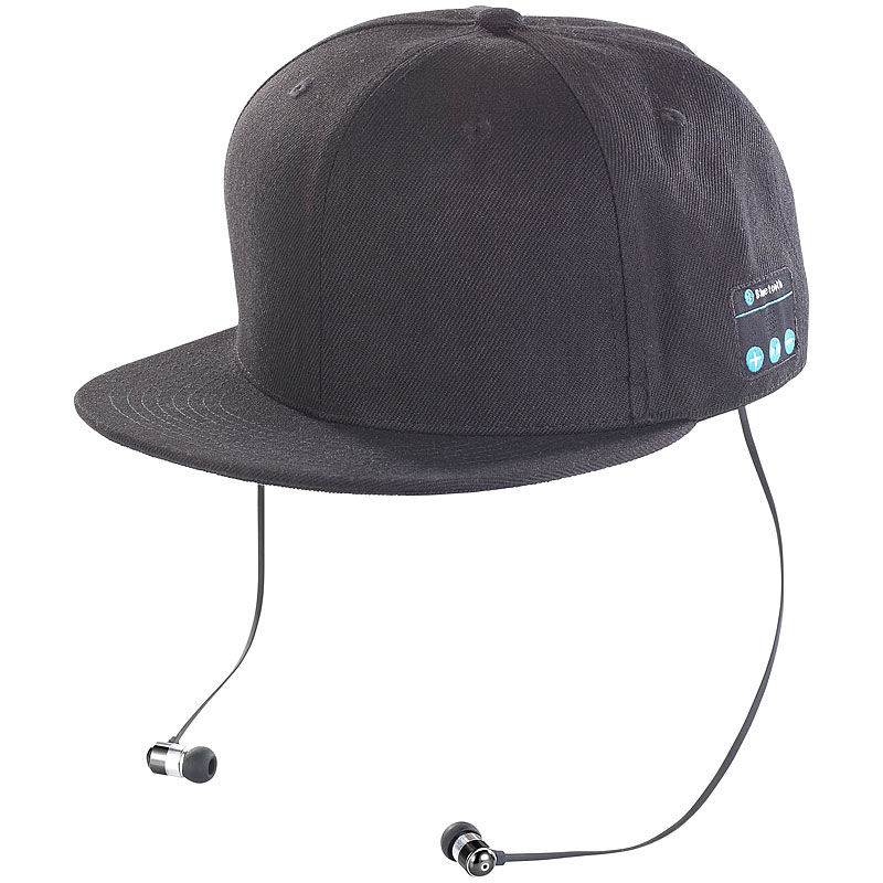 Snapback-Cap mit integriertem Headset, Bluetooth 4.1, schwarz