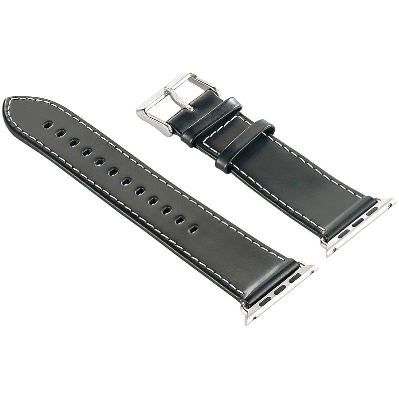 Glattleder-Armband für Apple Watch 38 mm, schwarz