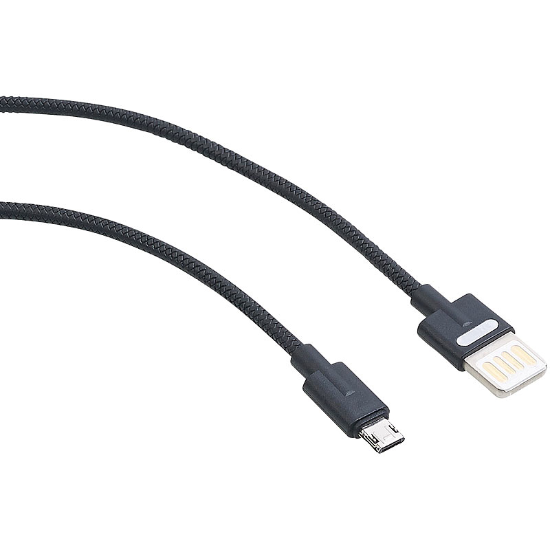 Lade- & Datenkabel USB auf Micro-USB, zweiseitige Stecker, 100 cm