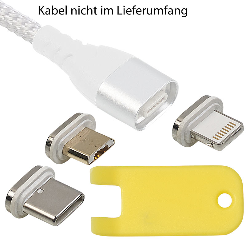 Magnet-Adapter-Set mit Micro-USB-/Lightning-/Typ-C-Stecker für LDK-100