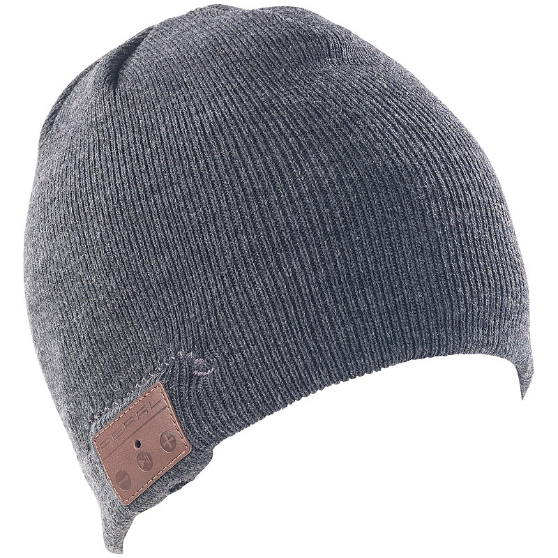 Beanie-Mütze mit integriertem Stereo-Headset und Bluetooth 4.2, grau