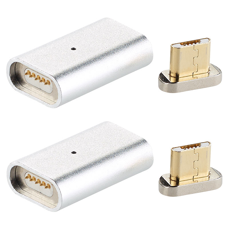 Magnetischer Micro-USB-Adapter für Lade- & Datenkabel, silber, 2er-Set