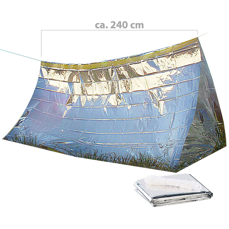 Notfall-Zelt für 2 Personen, ultraleicht, hitzeabweisend, kältedämmend