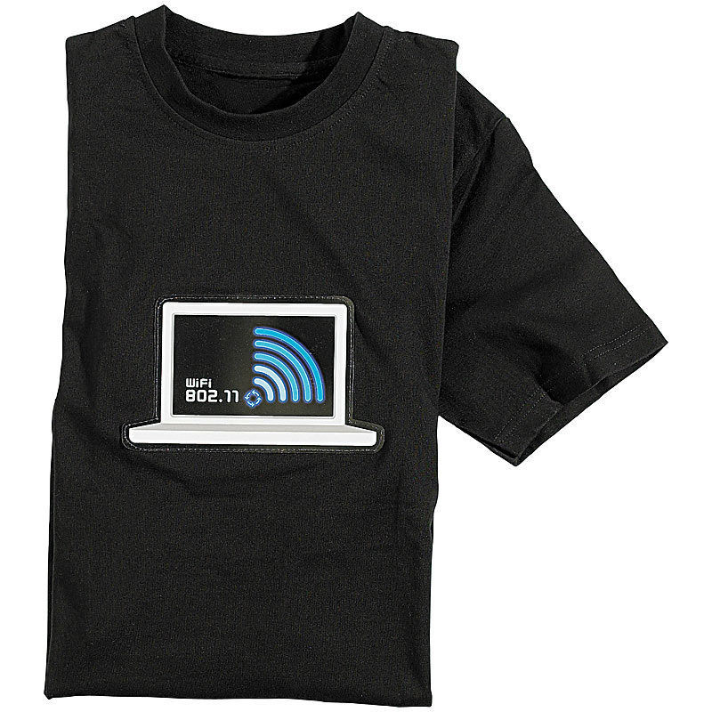 T-Shirt mit leuchtender LED-WiFi-/WLAN-Anzeige Größe S