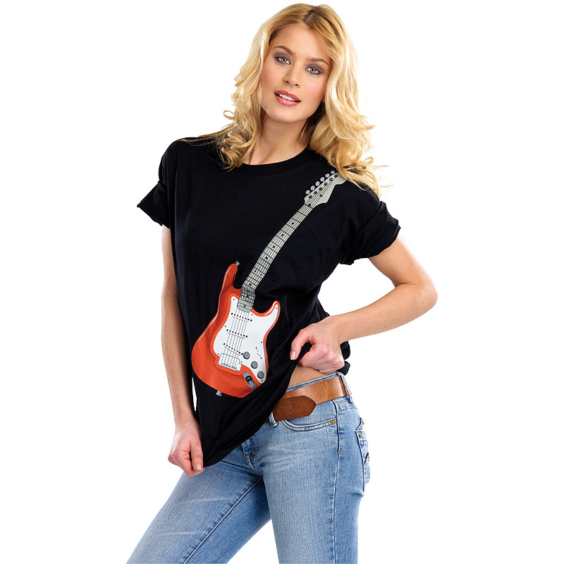 Hightech-Musik-LED-T-Shirt mit 6-saitiger E-Gitarre, Gr. S