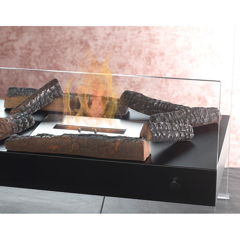 Keramikholz: 4er-Set Keramik-Dekorations-Holzscheite für Bioethanol