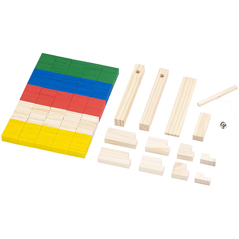 263-teiliges Domino-Set mit Holzsteinen & Action-Elementen