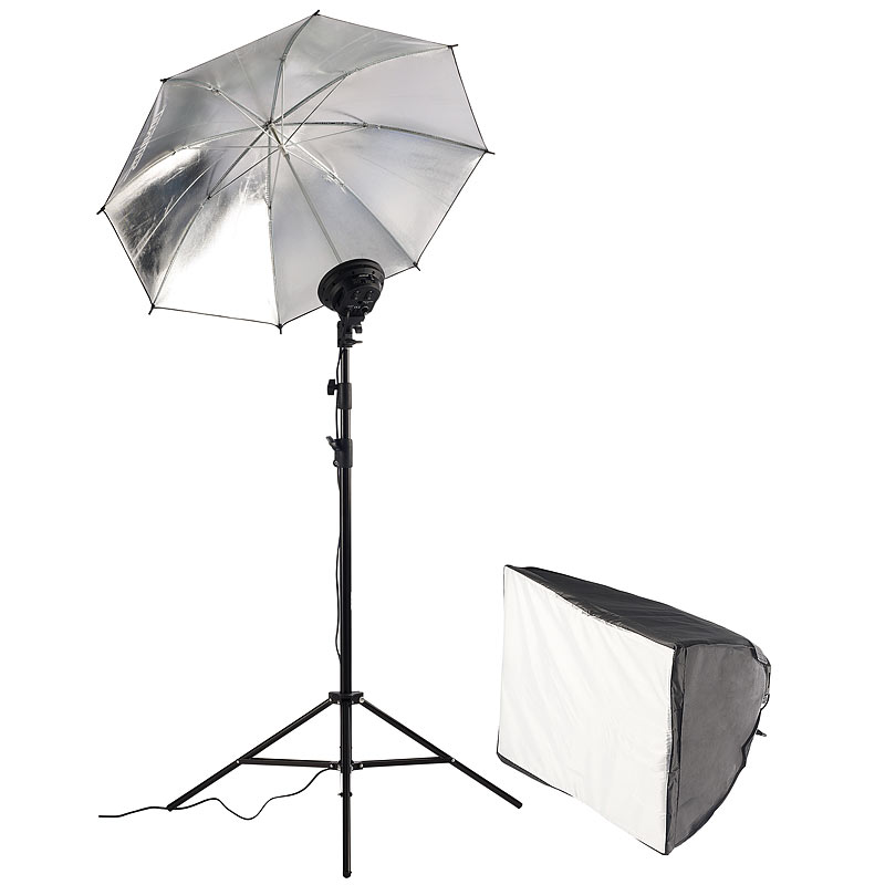 Höhenverstellbare Softbox mit zusätzlichem Reflektorschirm