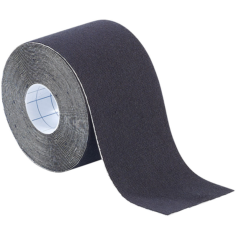 Kinesiologie-Tape aus Baumwollgewebe, 5 cm x 5 m, schwarz