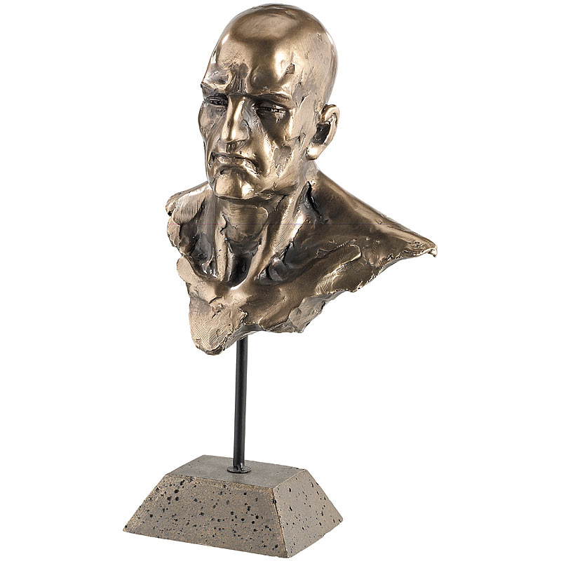 Männliche Portrait-Büste, Kunstharz-Guss in Bronzeoptik