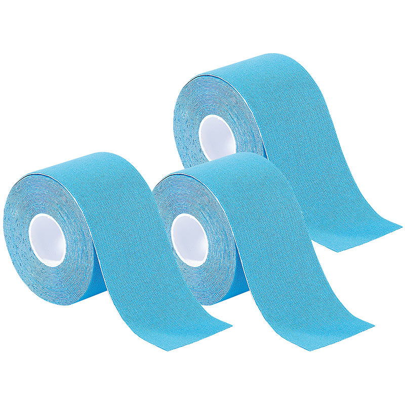 Kinesiologie-Tape aus Baumwollgewebe, 3er-Set, blau