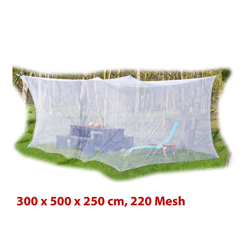 XXL-Moskitonetz für Innen & Außen, 300 x 500 x 250 cm, 220 Mesh, weiß