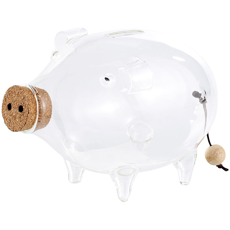 Deko XL Sparschwein aus glas, 21 cm