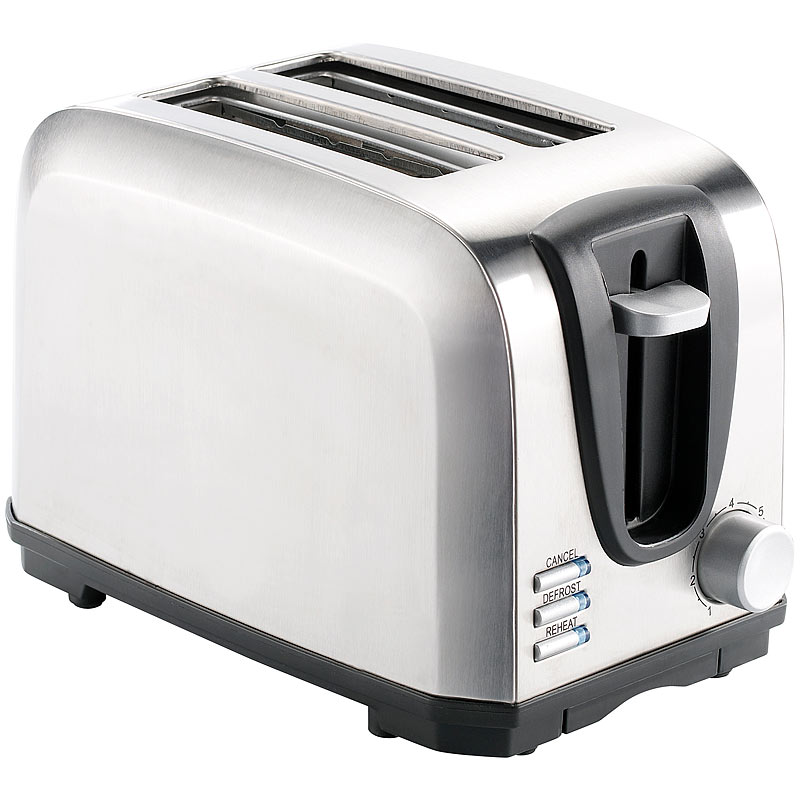 Edelstahl-Toaster für 2 Scheiben, 650 W