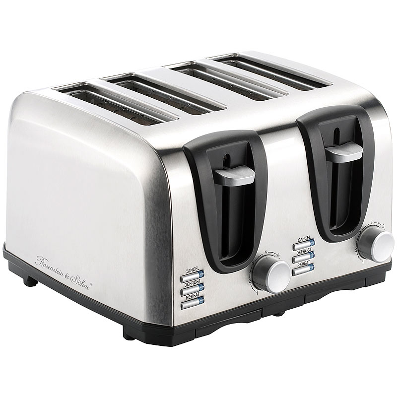 Edelstahl-Toaster für 4 Scheiben, 1300 W