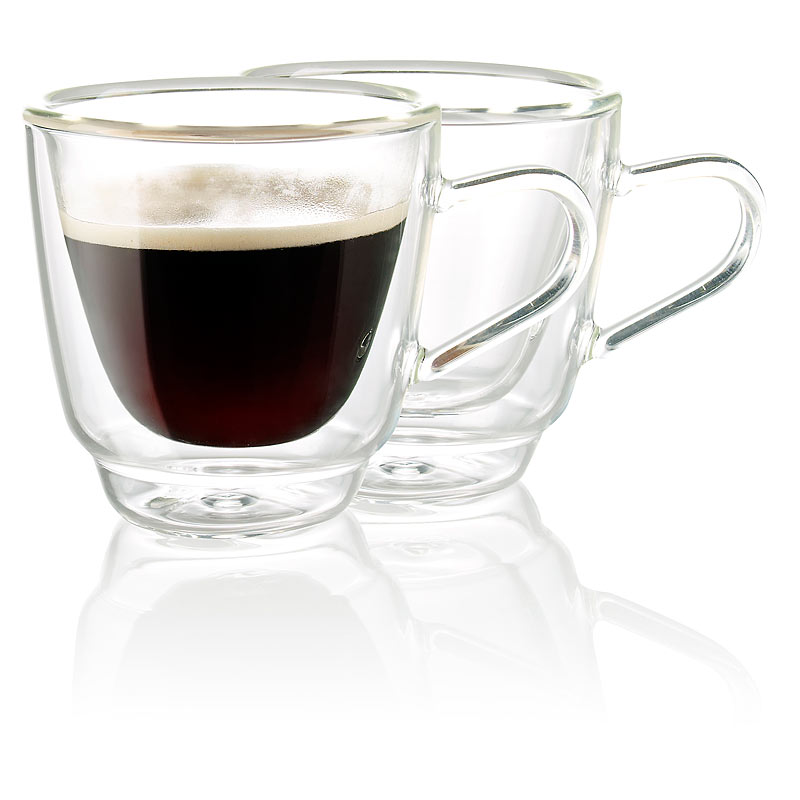 Doppelwandige Espresso-Tassen aus Glas, 2er-Set