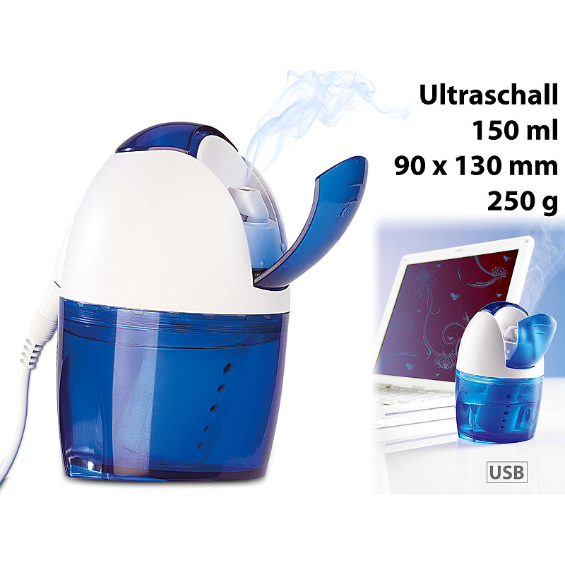 Mini-USB-Luftbefeuchter mit Ultraschall und LED-Beleuchtung, 150 ml
