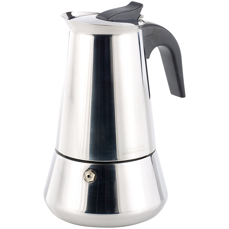 Edelstahl-Espressokocher für 6 Tassen, für Induktion, Gas, Ceran