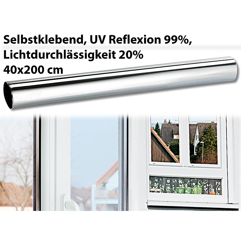 Isolier-Spiegelfolie, Sicht-/UV-Schutz (99 %), selbstklebend, 40x200cm