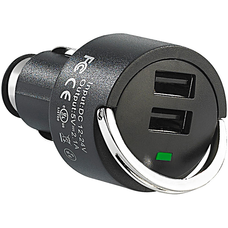 Kfz-USB-Ladegerät für 12 & 24 V, 2,1 A