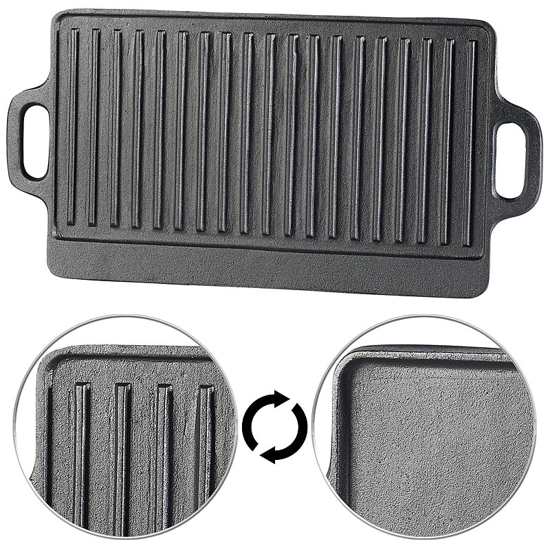 Gusseiserne WendeGrillplatte für Ofen, Herd & Grill, 46 x 23 cm eBay