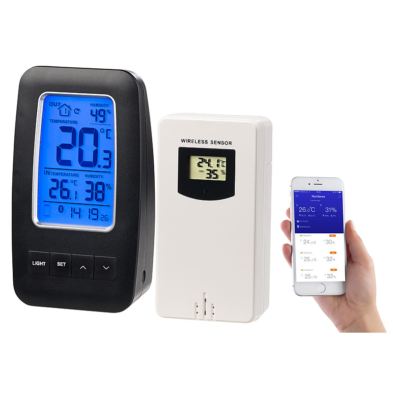 Thermometer/Hygrometer-Datenlogger mit Außensensor & App-Unterstützung
