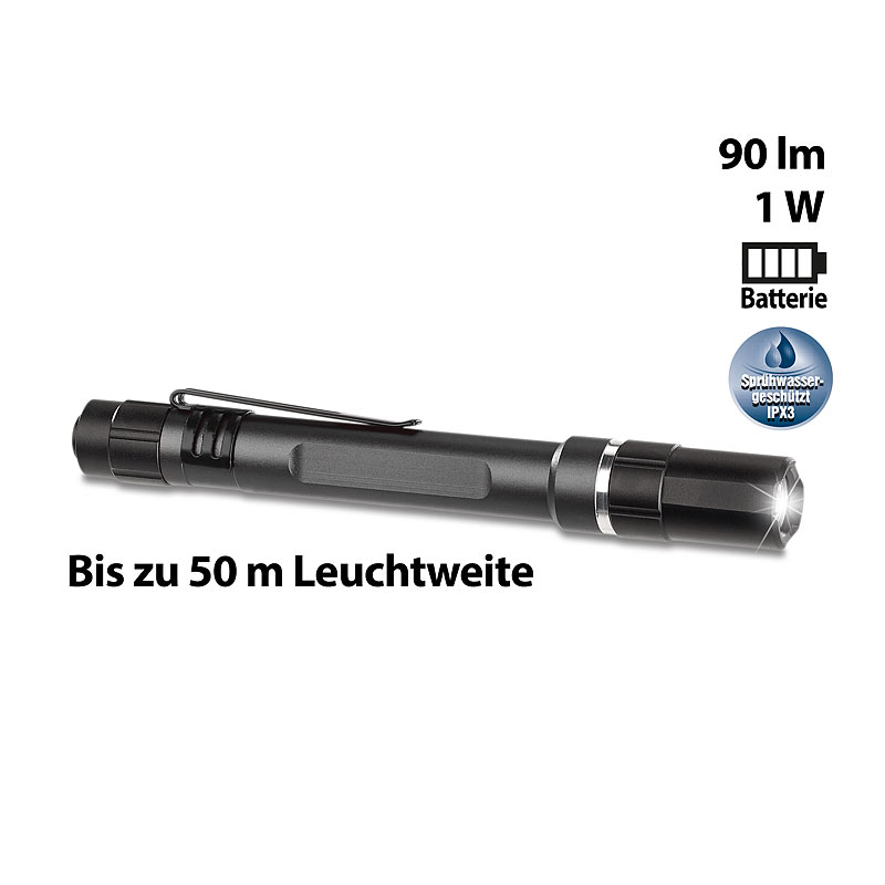 Profi-Pen-Light LED-Taschenlampe m. Cree-LED, 90 lm, 1 Watt, Alu, IP54