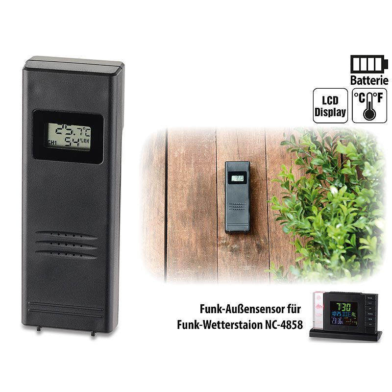 Funk-Außensensor für Funk-Wetterstation FWS-310, mit LCD-Display