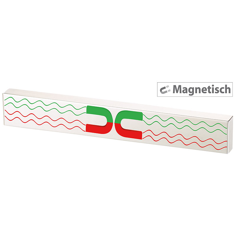 Durchgehende Magnet-Messerleiste aus gebürstetem Edelstahl, 36 cm