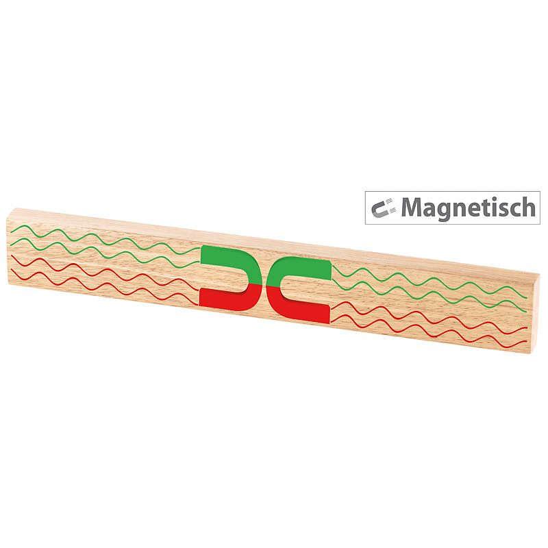 Durchgehende Magnet-Messerleiste, echtes Eichen-Holz, massiv, 45 cm
