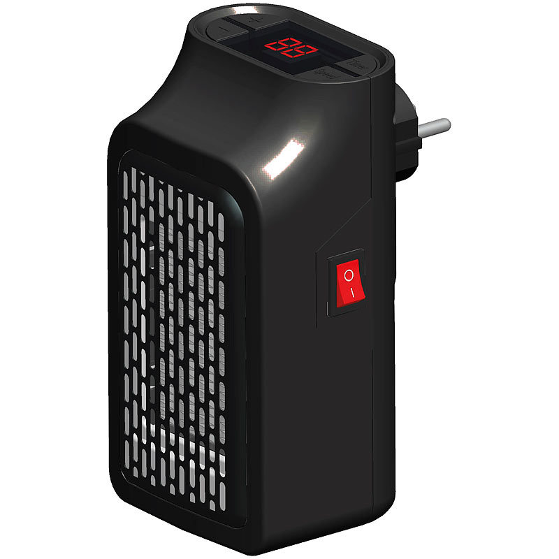 Sichler Haushaltsger/äte Miniheizung Steckdosen-Heizl/üfter mit Kaminfeuer-Effekt und Fernbedienung 500 W Mini Steckdosen Heizl/üfter