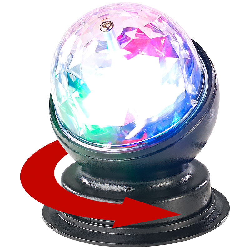 Rotierende 360°-Disco-Leuchte mit RGB-LED-Farbeffekten, 3 Watt