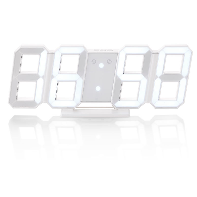 Lunartec Digitale Jumbo-LED-Tisch- & Wanduhr, 3D, Wecker, dimmbar